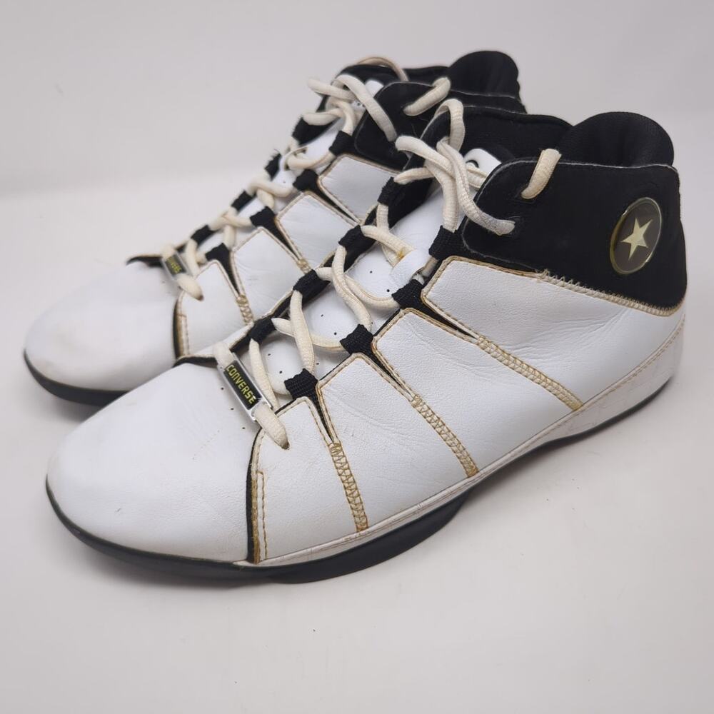 Vintage Converse All Star White Hi Top Leather Shoes Men Size 11
